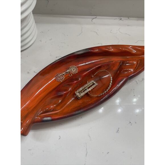 Vintage 70’s Retro Mid-Century Ceramic Leaf Signed Joyce Dated - Picture 5 of 12